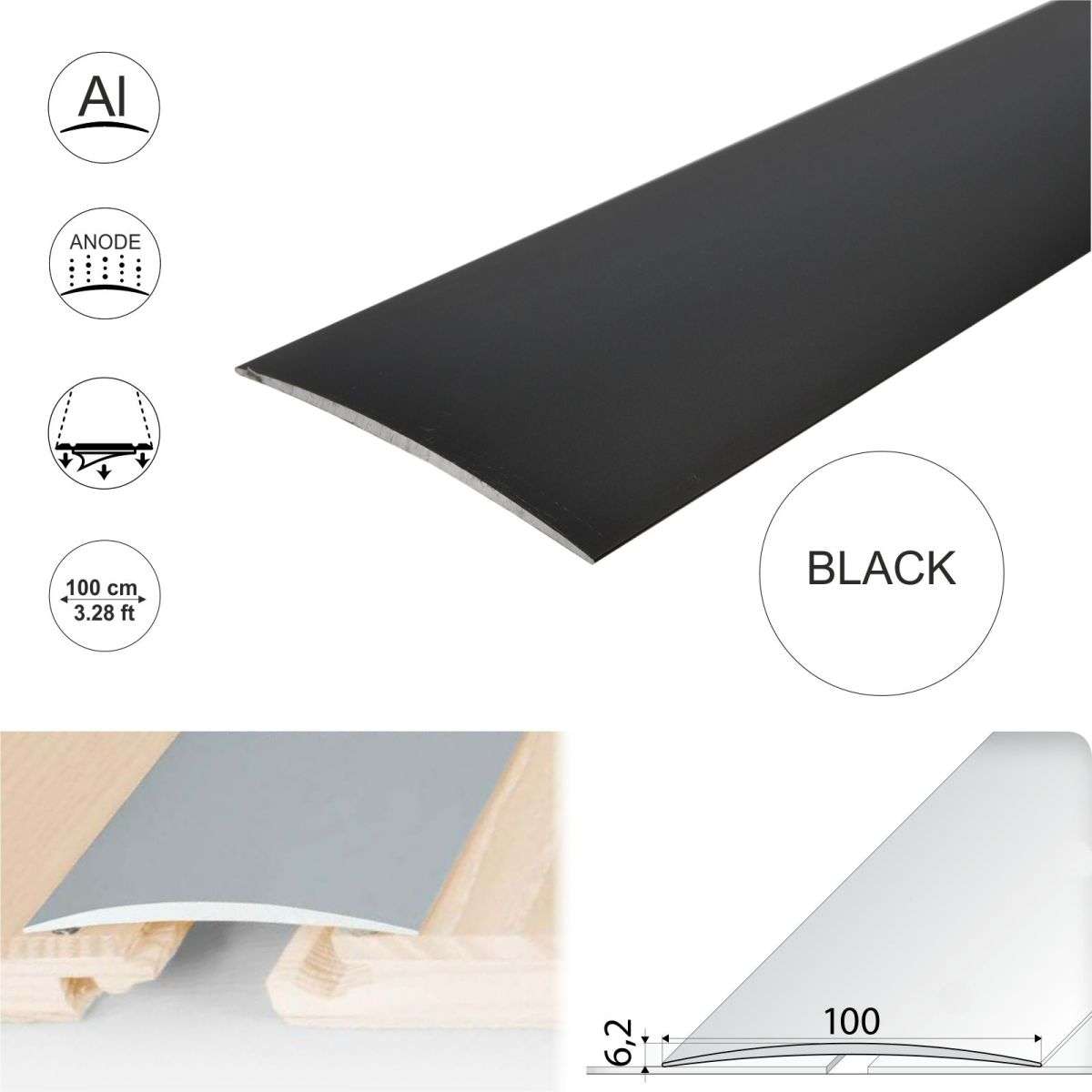 100mm Anodised Aluminium Self Adhesive Door Threshold Strip