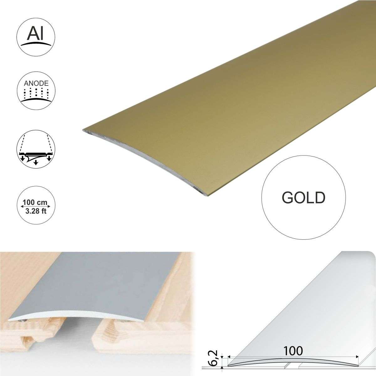 100mm Anodised Aluminium Self Adhesive Door Threshold Strip