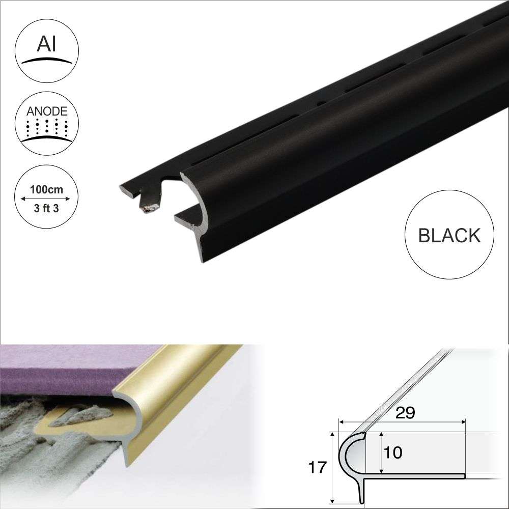 A80 29mm x 17mm x 10mm Stair Nosing Edge Trim Step Edging For Tiles