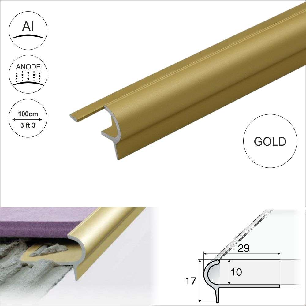 A80 29mm x 17mm x 10mm Stair Nosing Edge Trim Step Edging For Tiles