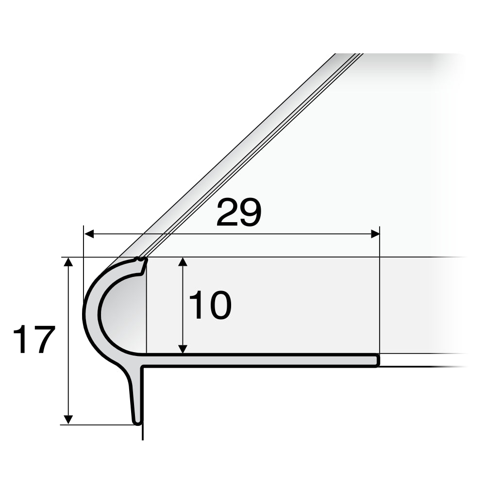 A80 29mm x 17mm x 10mm Stair Nosing Edge Trim Step Edging For Tiles