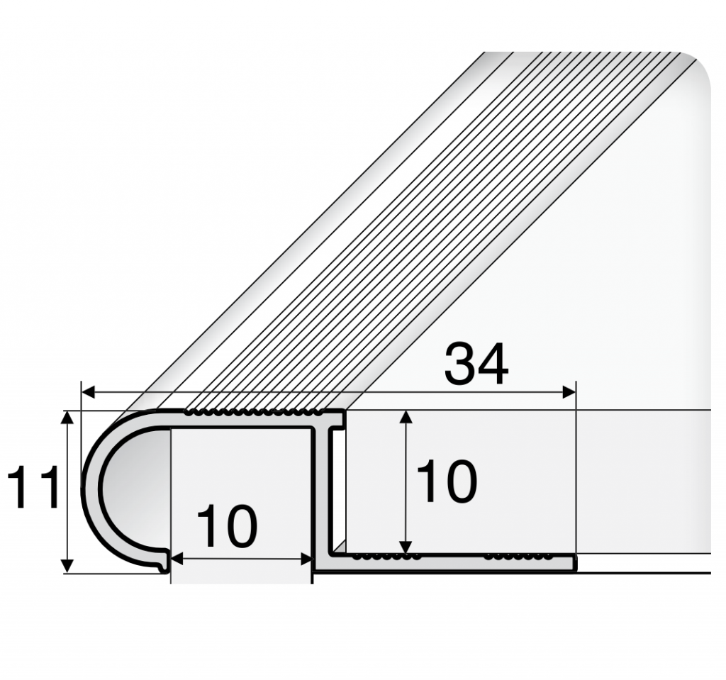 A81 34mm x 11mm x 10mm Aluminium Stair Nosing Edge Trim Step Edging For Tiles