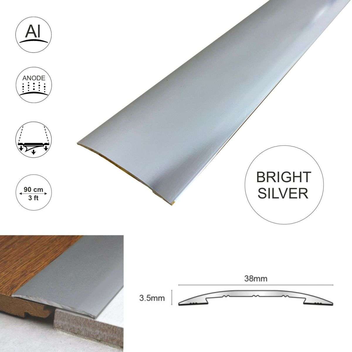 Self Adhesive Euro Cover Strip Wood Vinyl Tile Door Bar Threshold Trim