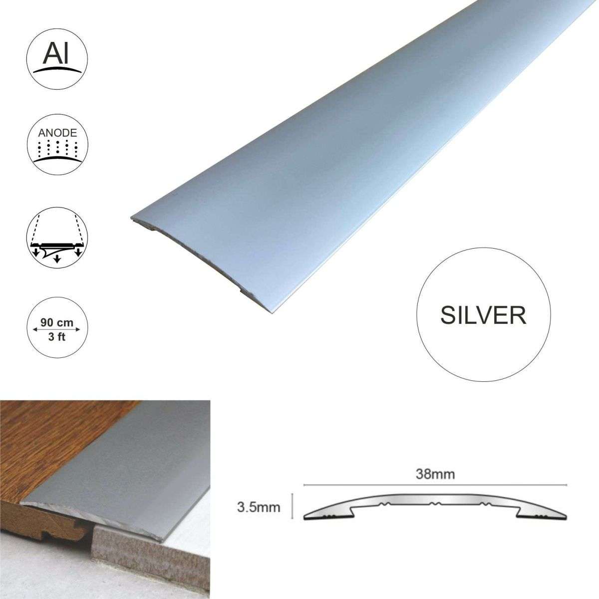 Self Adhesive Euro Cover Strip Wood Vinyl Tile Door Bar Threshold Trim
