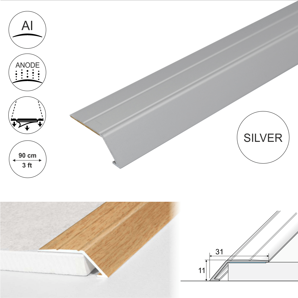 Anodised Aluminium Self Adhesive Door Threshold Ramp Profile