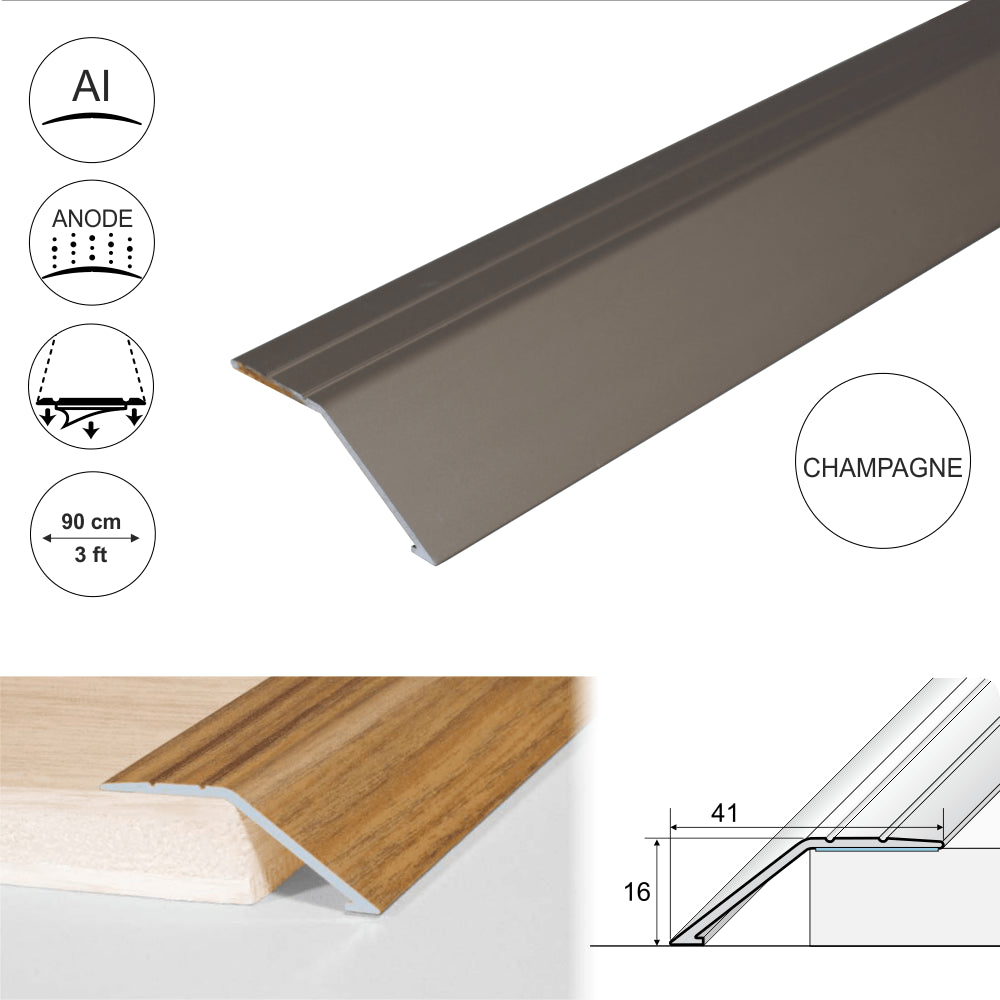 Anodised Aluminium Self Adhesive Door Threshold Ramp Profile