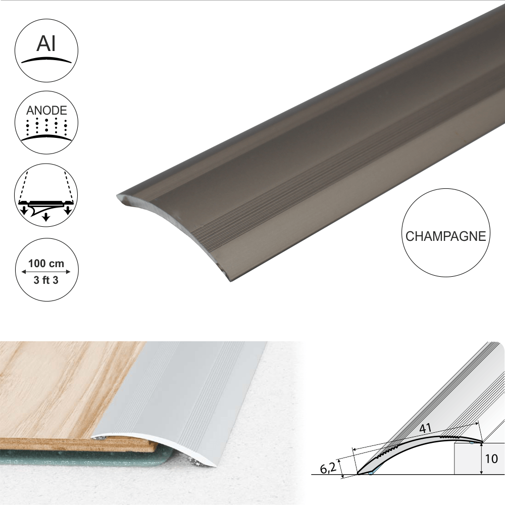 Anodised Aluminium Self Adhesive Door Threshold Ramp Profile