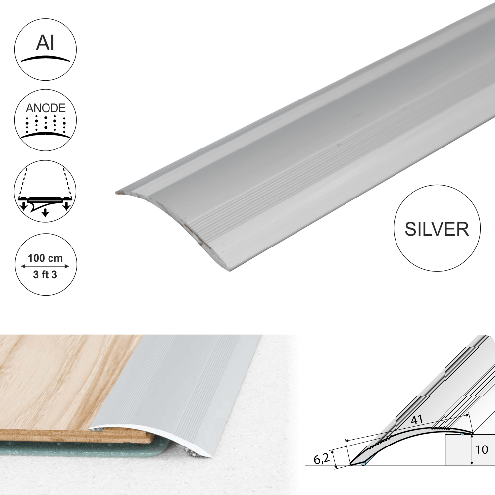 Anodised Aluminium Self Adhesive Door Threshold Ramp Profile