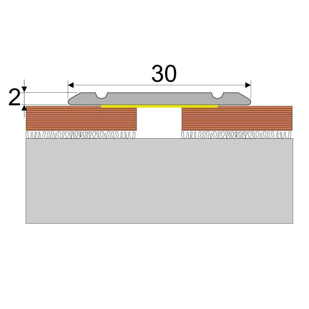 A02 30mm Anodised Aluminium Flat Self Adhesive Door Threshold Strip