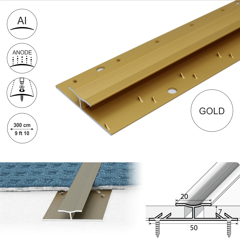 Anodised Aluminium Dual Edge Carpet Profile