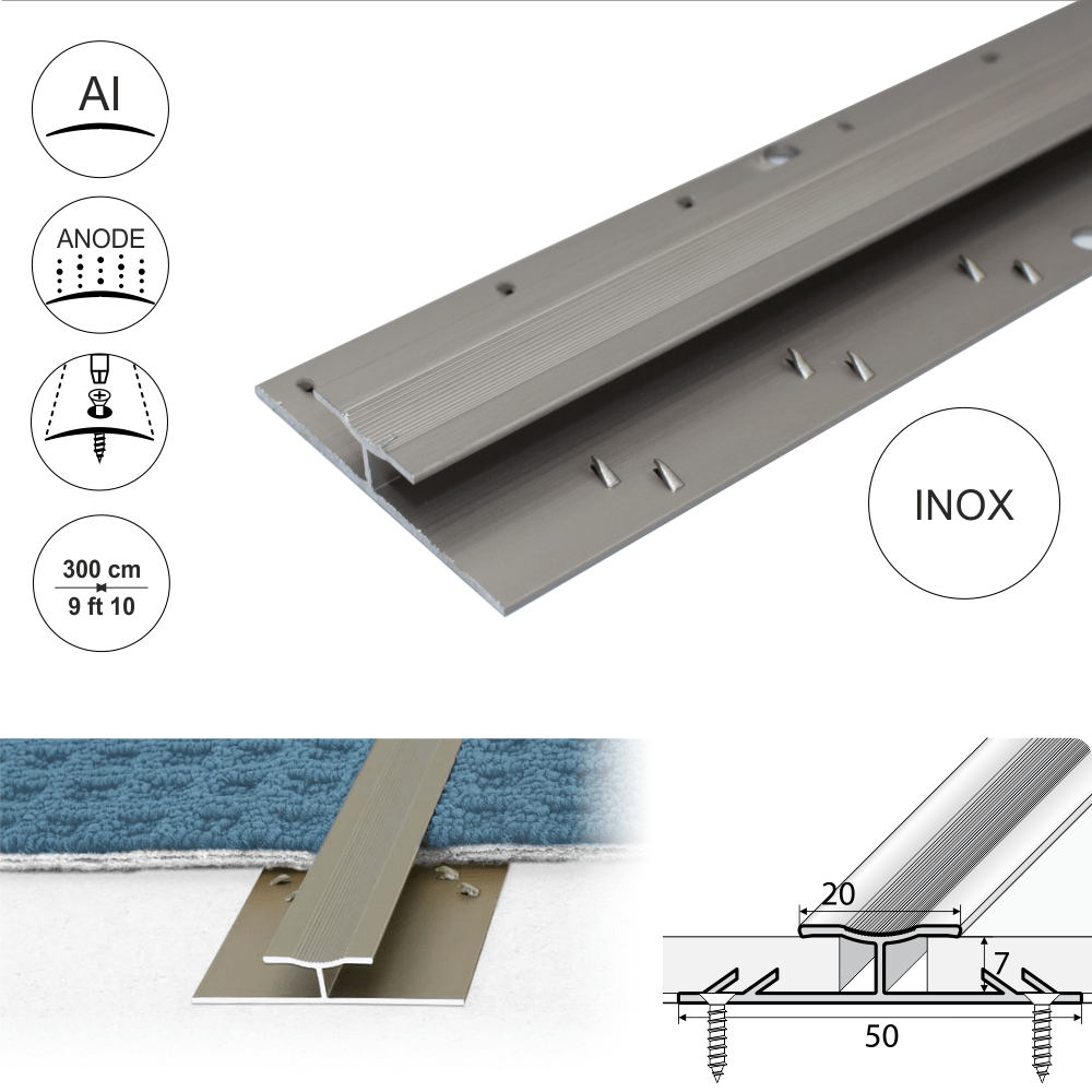 Anodised Aluminium Dual Edge Carpet Profile