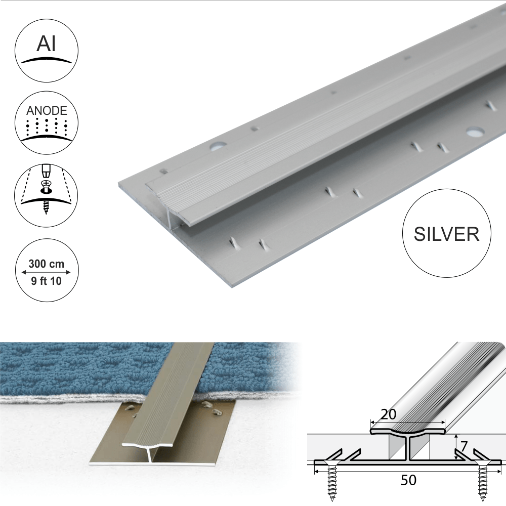 Anodised Aluminium Dual Edge Carpet Profile