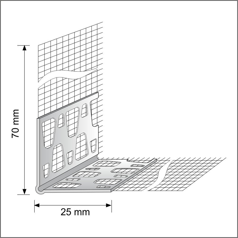 10 X 70x70mm Pvc Mesh Render Corner Bead