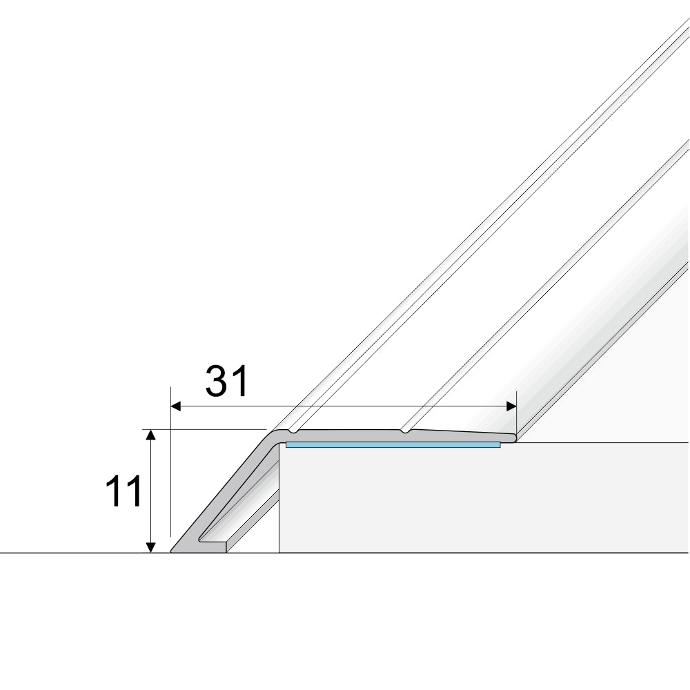 Anodised Aluminium Self Adhesive Door Threshold Ramp Profile
