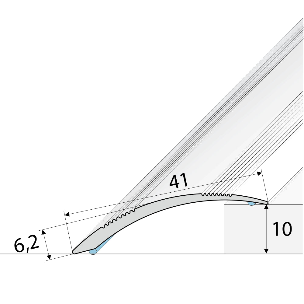 Anodised Aluminium Self Adhesive Door Threshold Ramp Profile