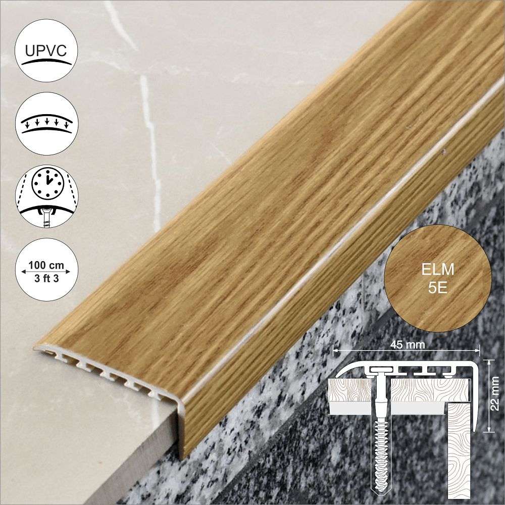 D-K0100 45 x 22mm Pvc Wood Effect Stair Nosing Edge Trim
