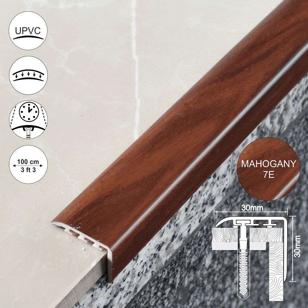 D-K0200 30 x 30mm Pvc Wood Effect Stair Nosing Edge Trim
