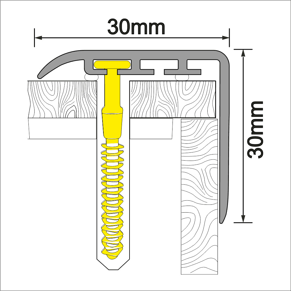 D-K0200 30 x 30mm Pvc Wood Effect Stair Nosing Edge Trim