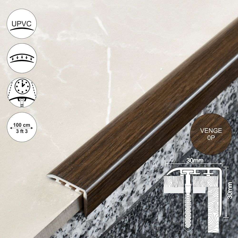 D-K0200 30 x 30mm Pvc Wood Effect Stair Nosing Edge Trim