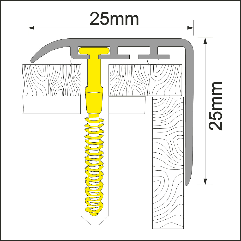 D-K0300 25 x 25mm Pvc Wood Effect Stair Nosing Edge Trim