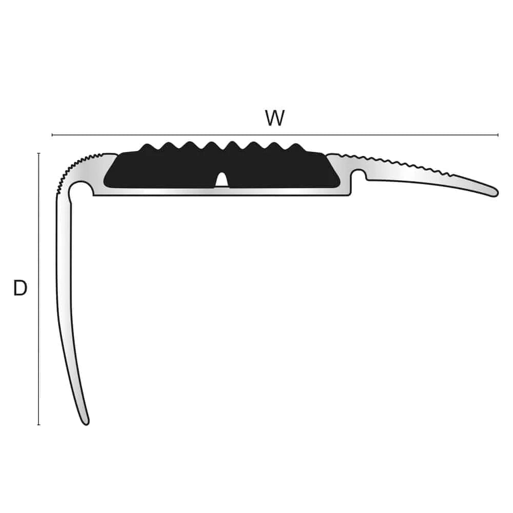 NRE05 – 54 x 30mm Non Slip Aluminium Stair Nosing With Rubber Insert 2.7m