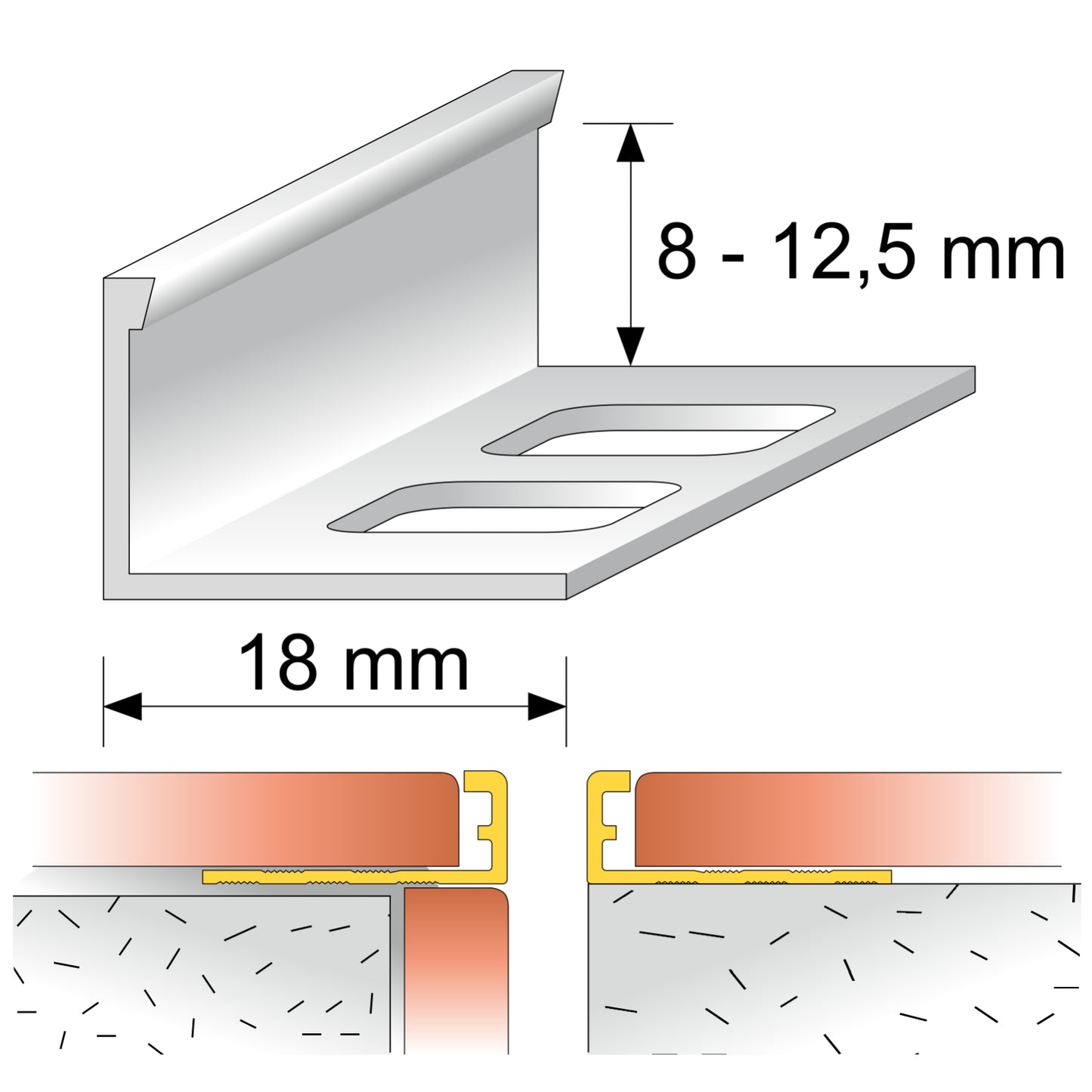 PVC Straight Edge L shaped Tile Trim