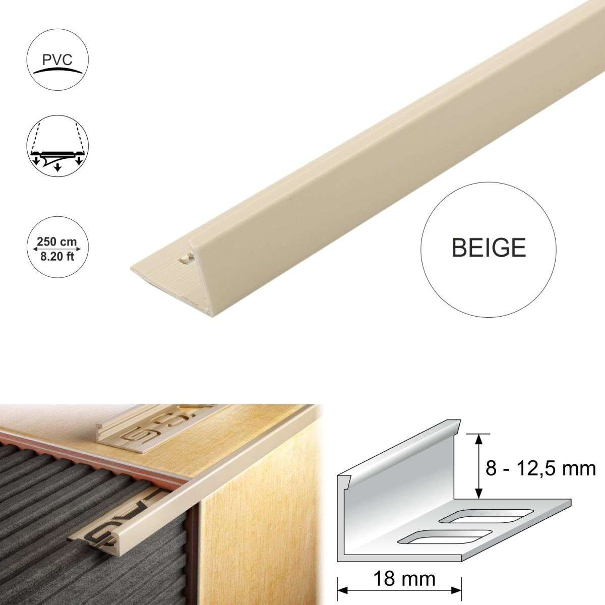 PVC Straight Edge L shaped Tile Trim
