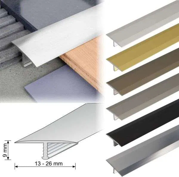 Anodised Aluminium Threshold Trim T Bar Transition Strip For Tiles