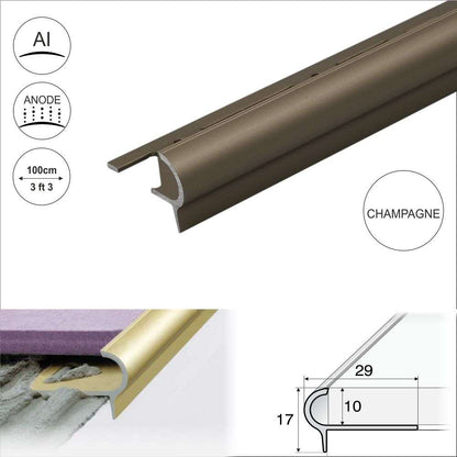 A80 29mm x 17mm x 10mm Stair Nosing Edge Trim Step Edging For Tiles