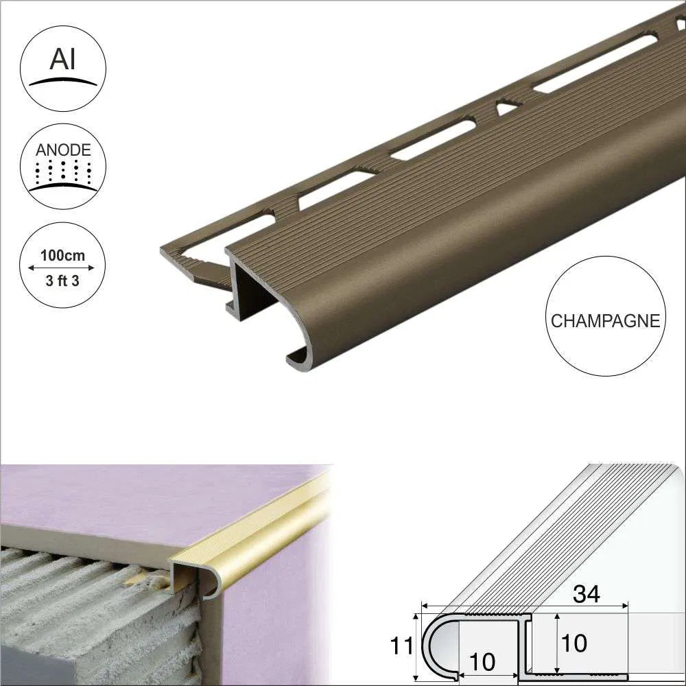 Aluminium Stair Nosing Edge Trim Step Edging For Tiles