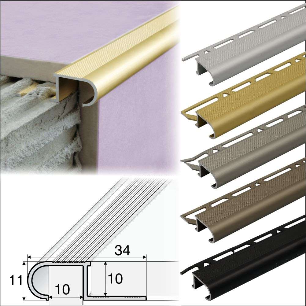 Aluminium Stair Nosing Edge Trim Step Edging For Tiles