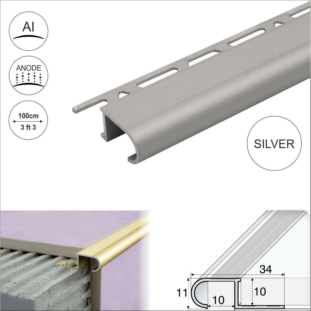 Aluminium Stair Nosing Edge Trim Step Edging For Tiles