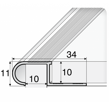 A81 34mm x 11mm x 10mm Aluminium Stair Nosing Edge Trim Step Edging For Tiles
