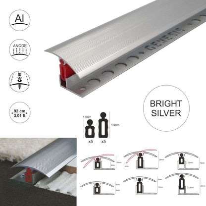 TTC 40mm Aluminium door Threshold T Bar Trim Adjustable Height/Pivots Easy clip