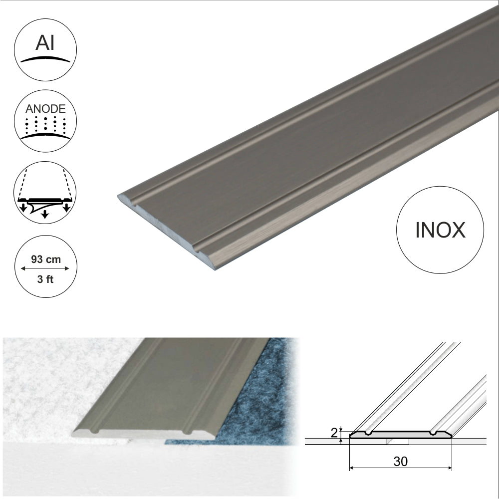 A02 30mm Anodised Aluminium Flat Self Adhesive Door Threshold Strip