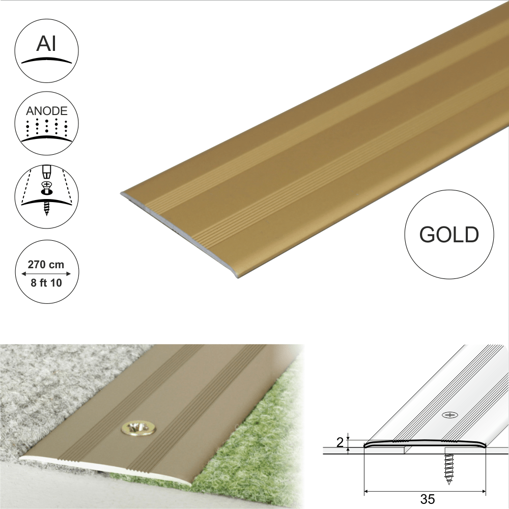 35mm Anodised Aluminium Flat Door Threshold Profile