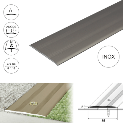 35mm Anodised Aluminium Flat Door Threshold Profile