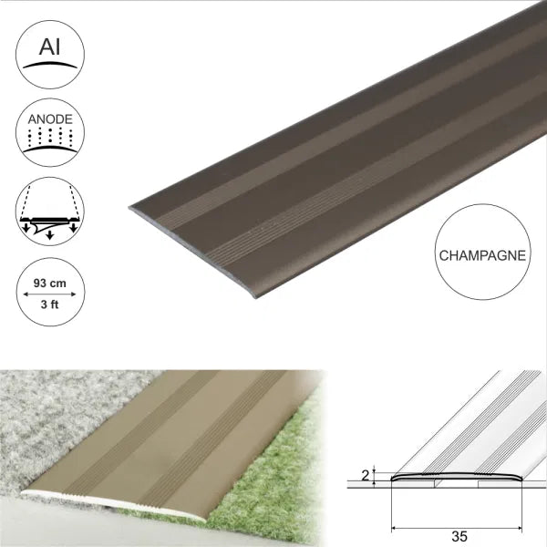 Anodised Aluminium Flat Self Adhesive Door Threshold Strip