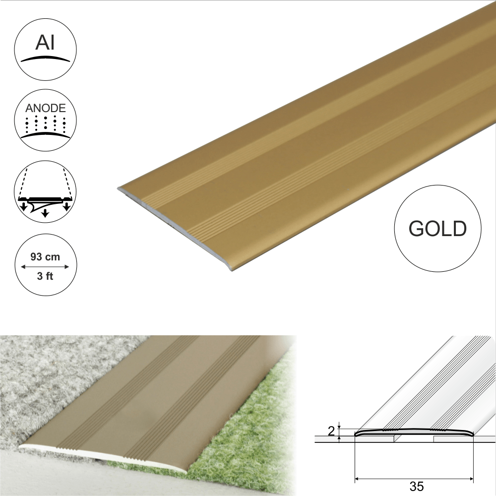A08 35mm Anodised Aluminium Flat Self Adhesive Door Threshold Strip