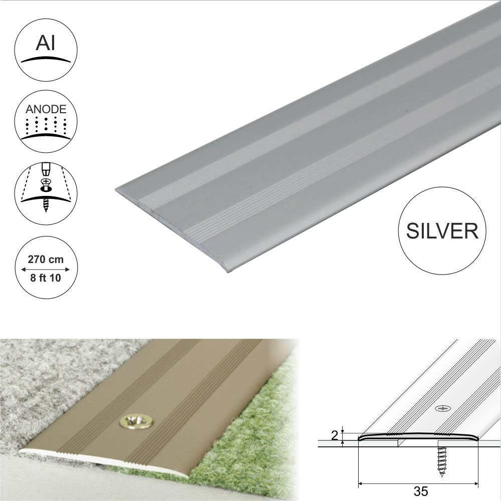 35mm Anodised Aluminium Flat Door Threshold Profile