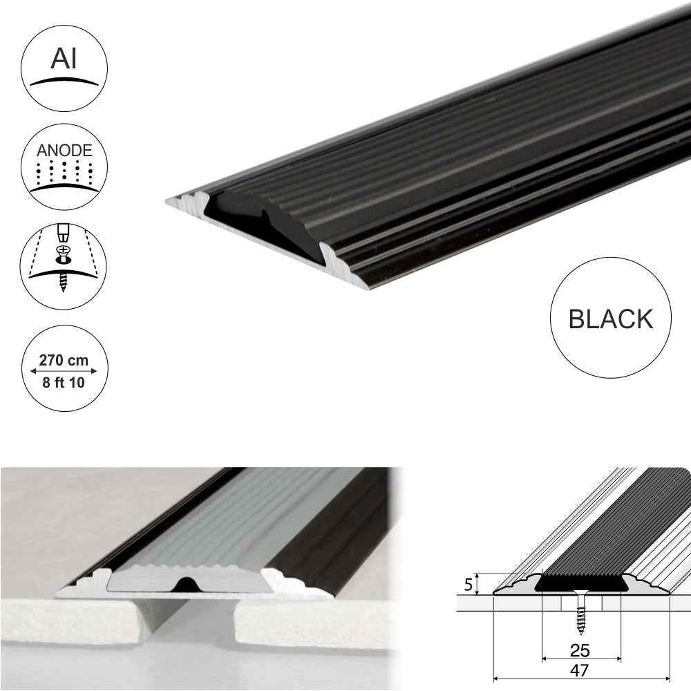50mm Anodised Aluminium Flat Non Slip Door Threshold Strip