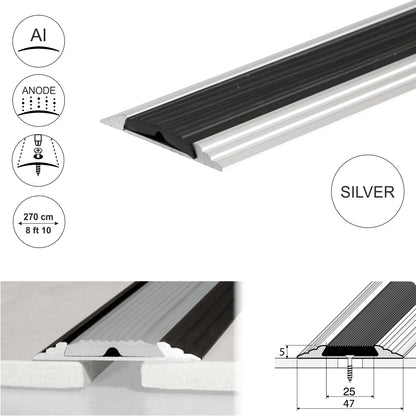 50mm Anodised Aluminium Flat Non Slip Door Threshold Strip