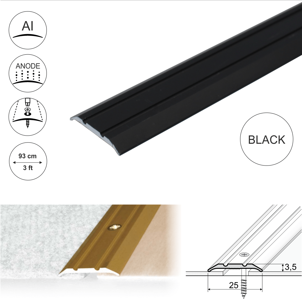 25mm Anodised Aluminium Flat Door Threshold Strip