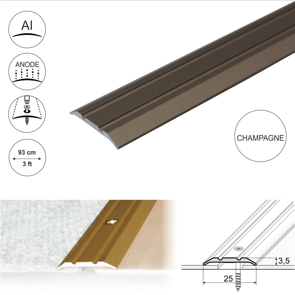 25mm Anodised Aluminium Flat Door Threshold Strip
