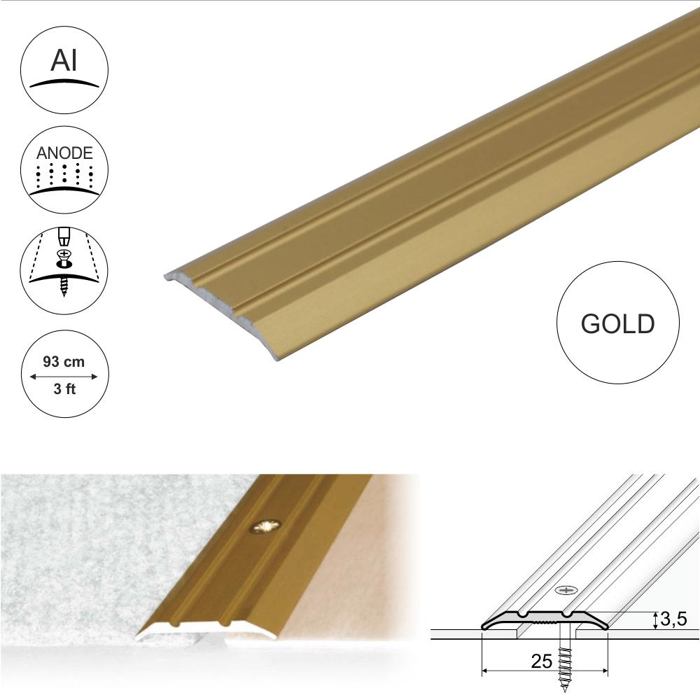 25mm Anodised Aluminium Flat Door Threshold Strip