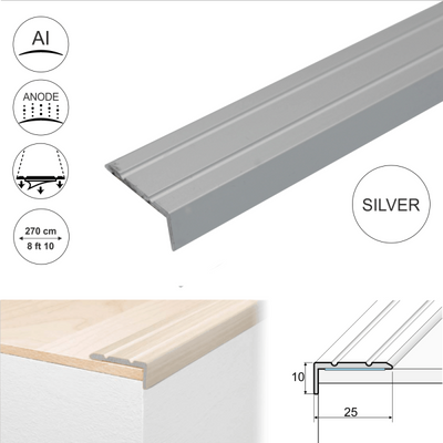 Self-Adhesive A31 25 x 10mm Anodised Aluminium Stair Nosing Trim