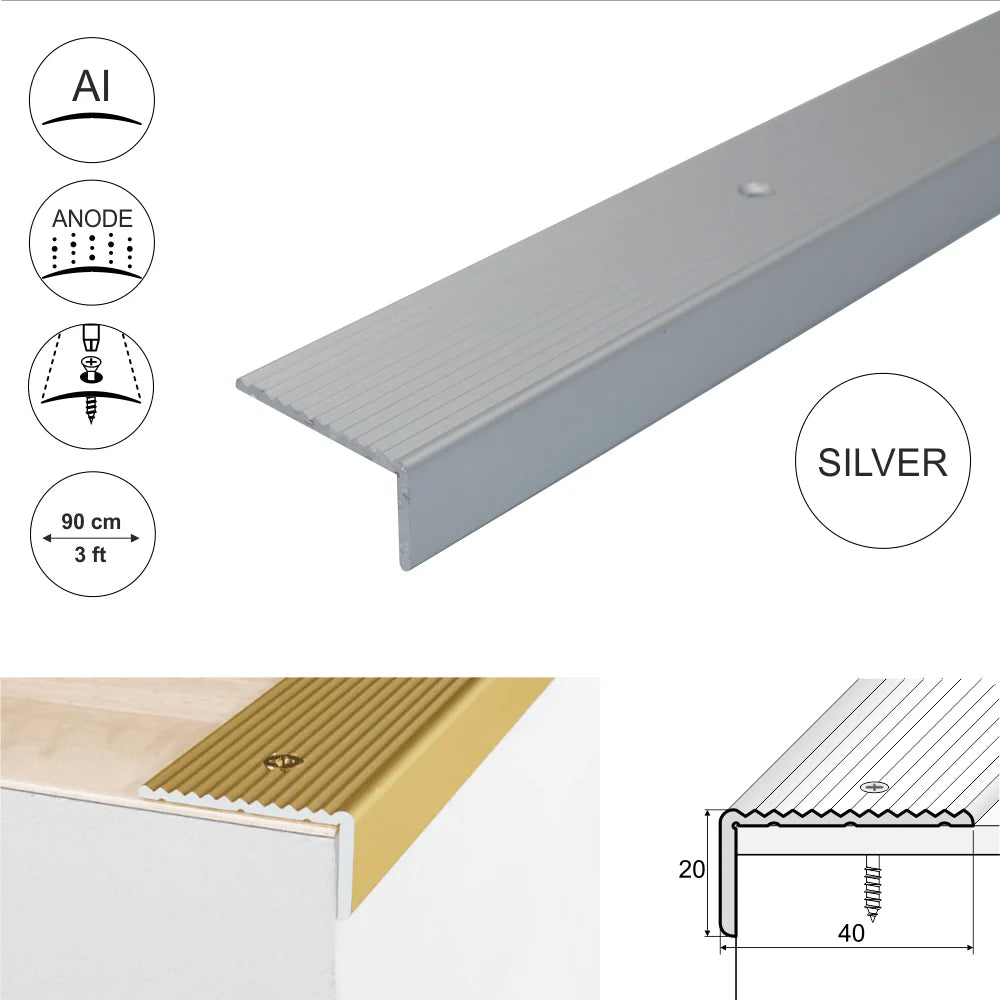  Non Slip Ribbed Treads Stair Nosing Edge Trim