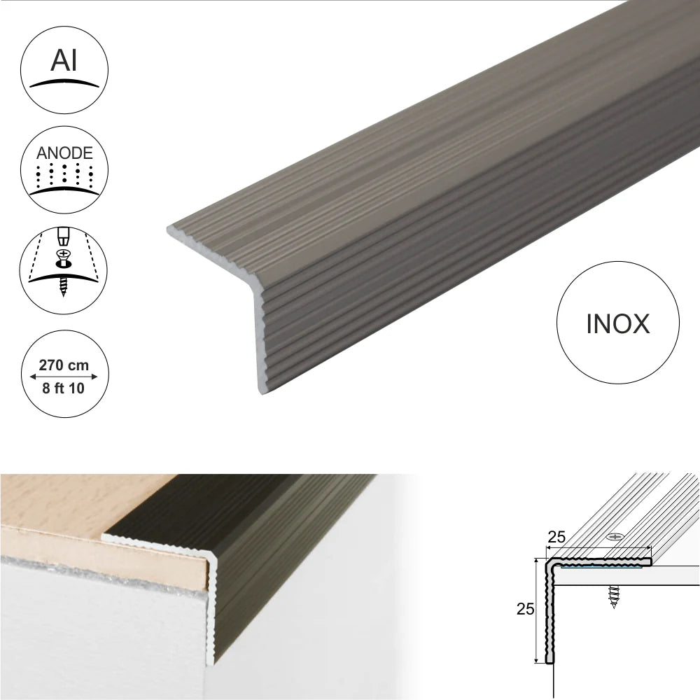 Non Slip Ribbed Treads Stair Nosing Edge Trim