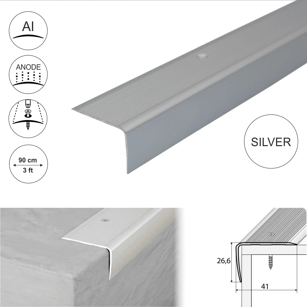 Non Slip Ribbed Treads Stair Nosing Edge Trim