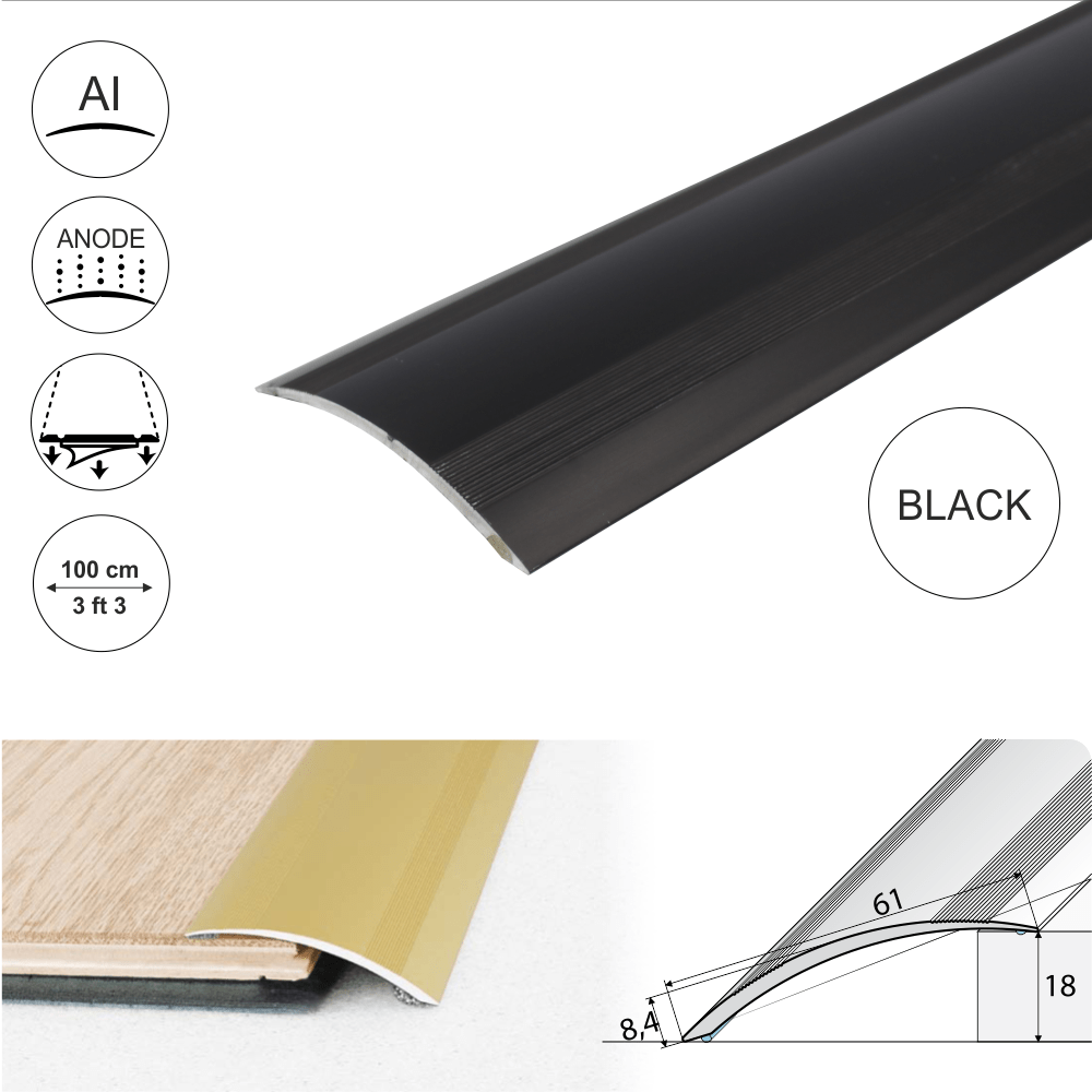 Anodised Aluminium Self Adhesive Door Threshold Ramp Profile